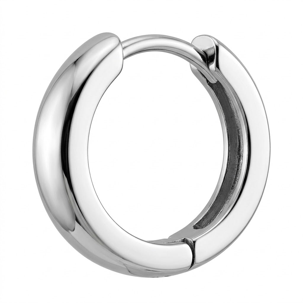 Men's Polished Stainless Steel Huggie Hoop Earring (Single)