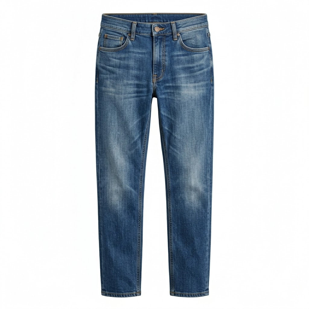 Premium Cashmere-Blend Mid-Wash Jeans