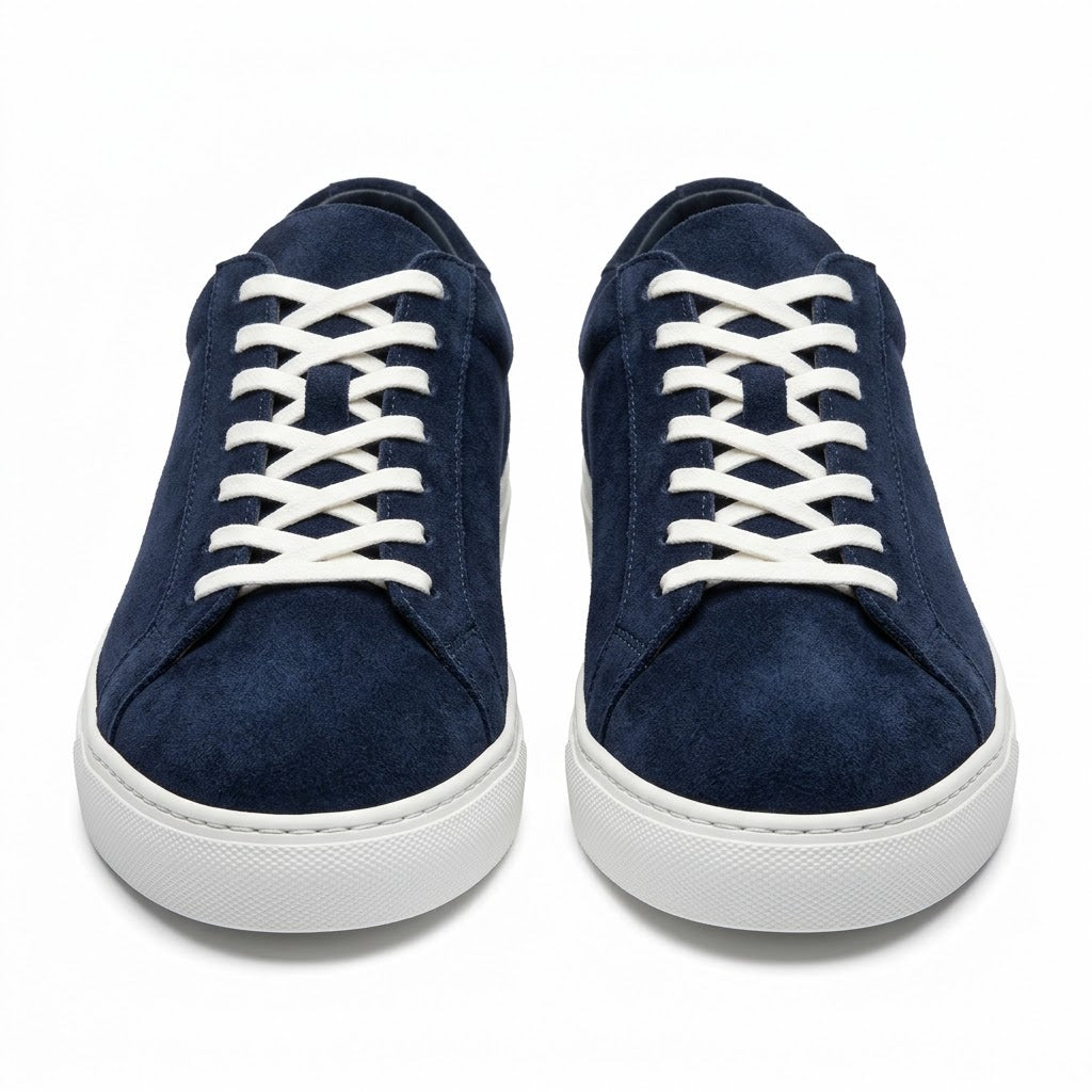 Premium Navy Suede Low-Top Trainers