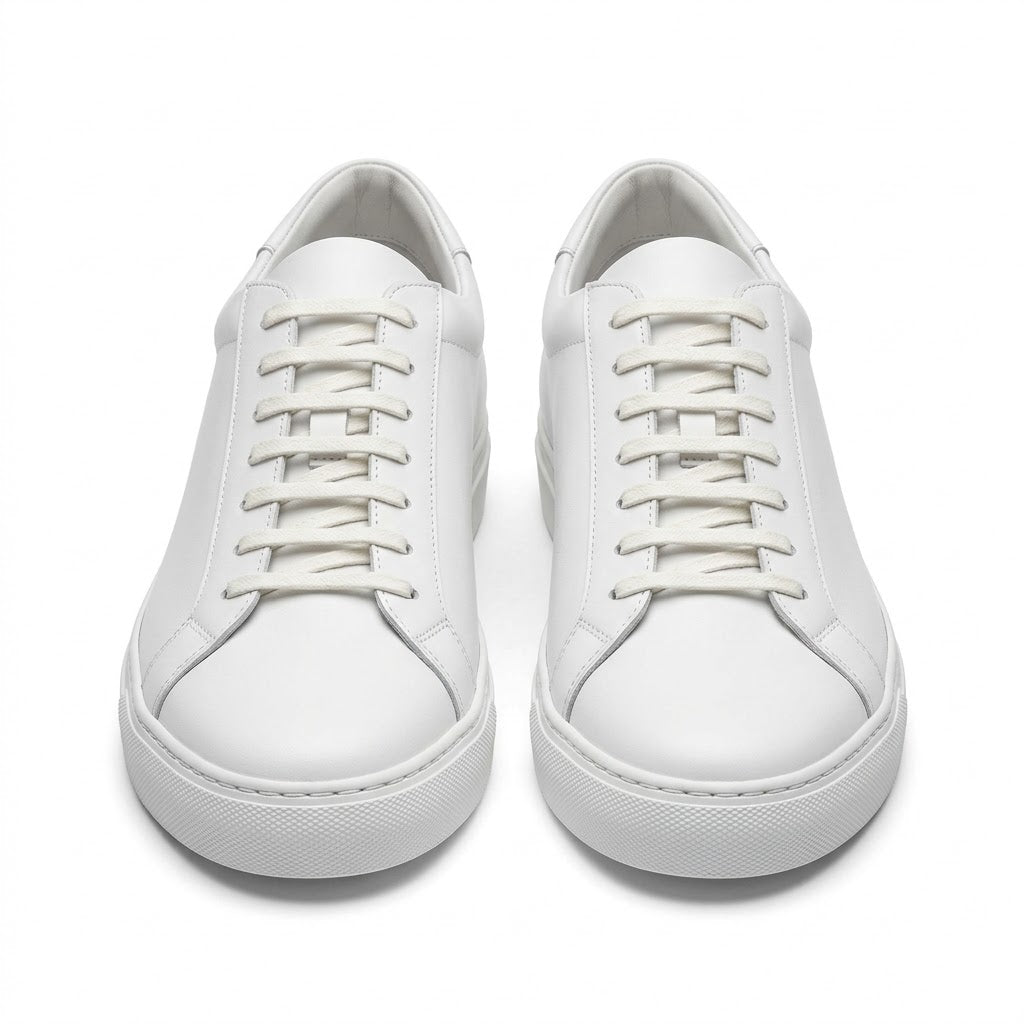 Premium White Calf Leather Low-Top Trainers