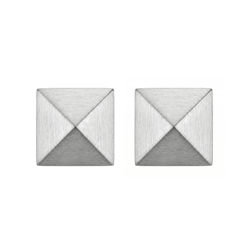 Men's Brushed Stainless Steel Pyramid Stud Earring